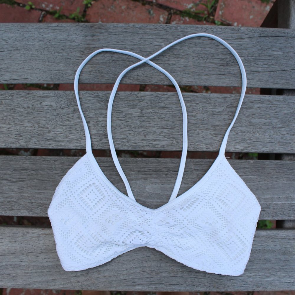 Aerie White Mesh Bathing Suit Top